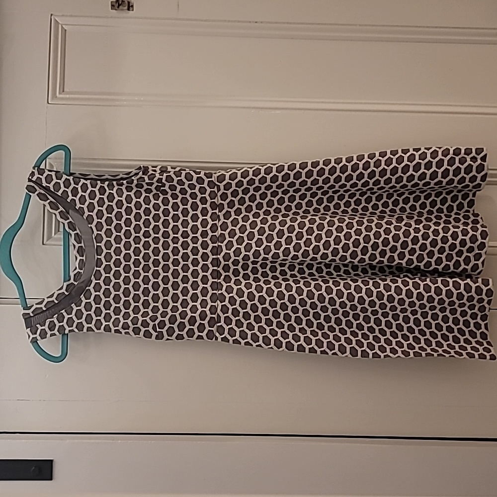 Womens Medium Pixley gray and white polka-dot fit and flare dress